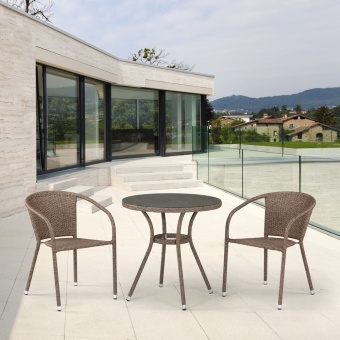 Комплект плетеной мебели из искусственного ротангаT282ANT/Y137C-W56 Light brown