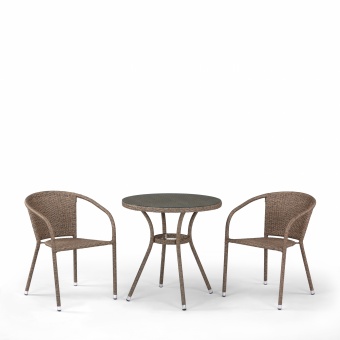 Комплект плетеной мебели из искусственного ротангаT282ANT/Y137C-W56 Light brown