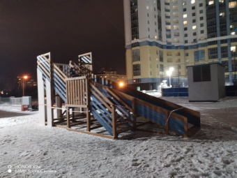 Детская деревянная зимняя горка "IgraGrad Snow Fox", скат 5,9 м мод.3